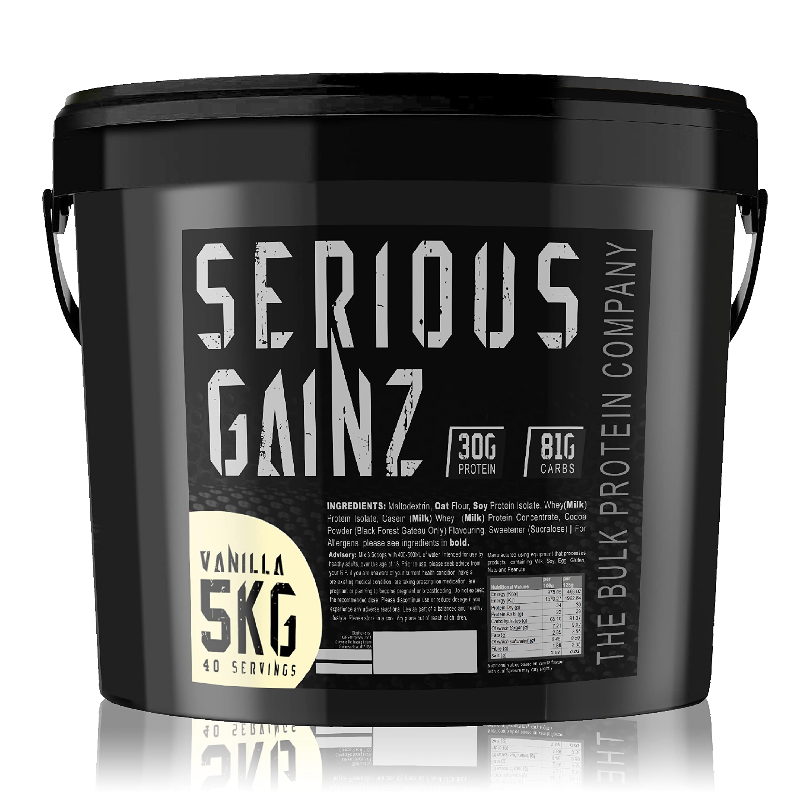 The Bulk Protein Company - Serious Gainz – Mass Gainer Protein Powder – Vanilla 5kg