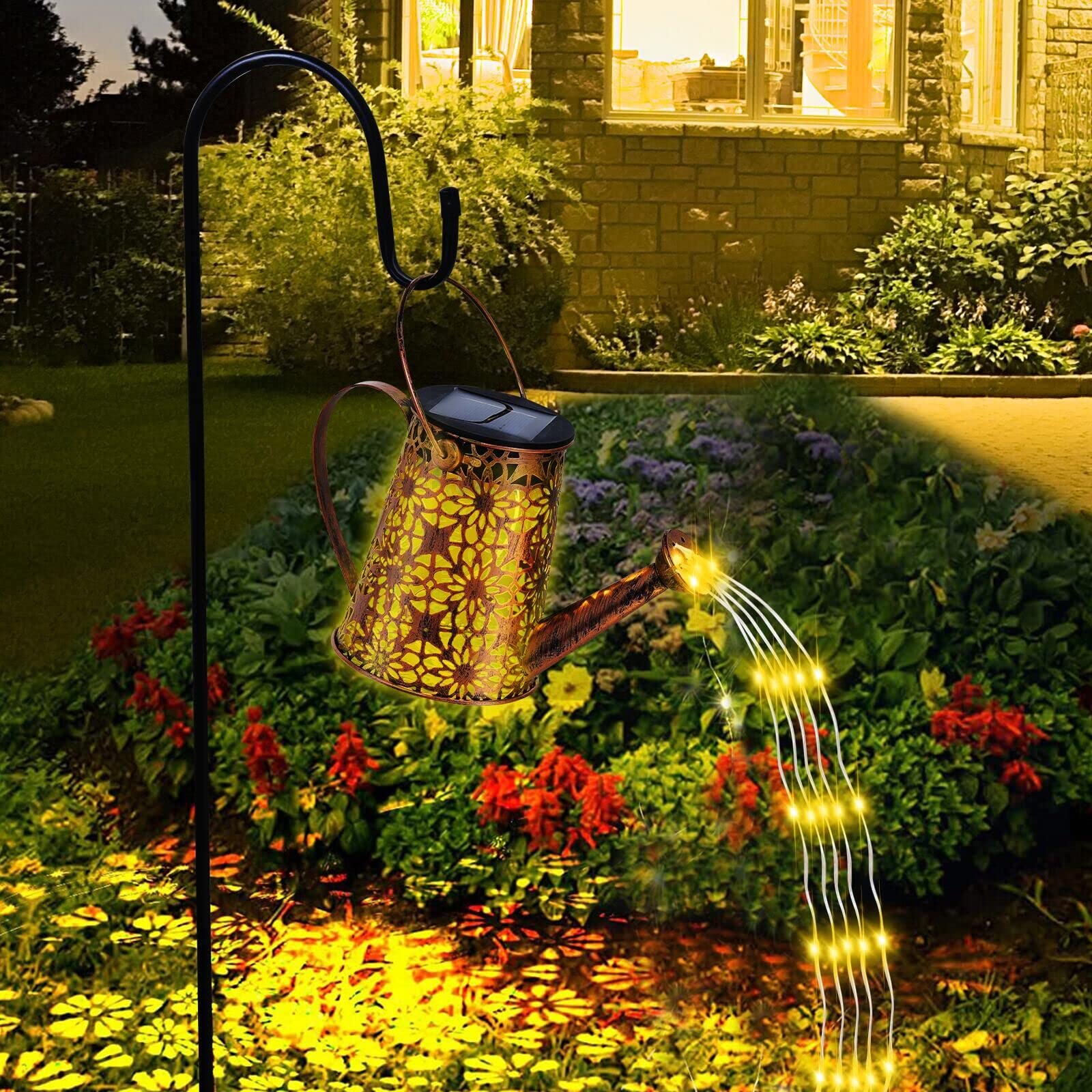 Solar Watering Can Lights, Hbaid 50 LED Outdoor Star Shower Solar Garden Lights IP65 Waterproof for Walkway Pathway Patio Yard Outdoor Decorations (with Bracket and Garden Cable Ties)
