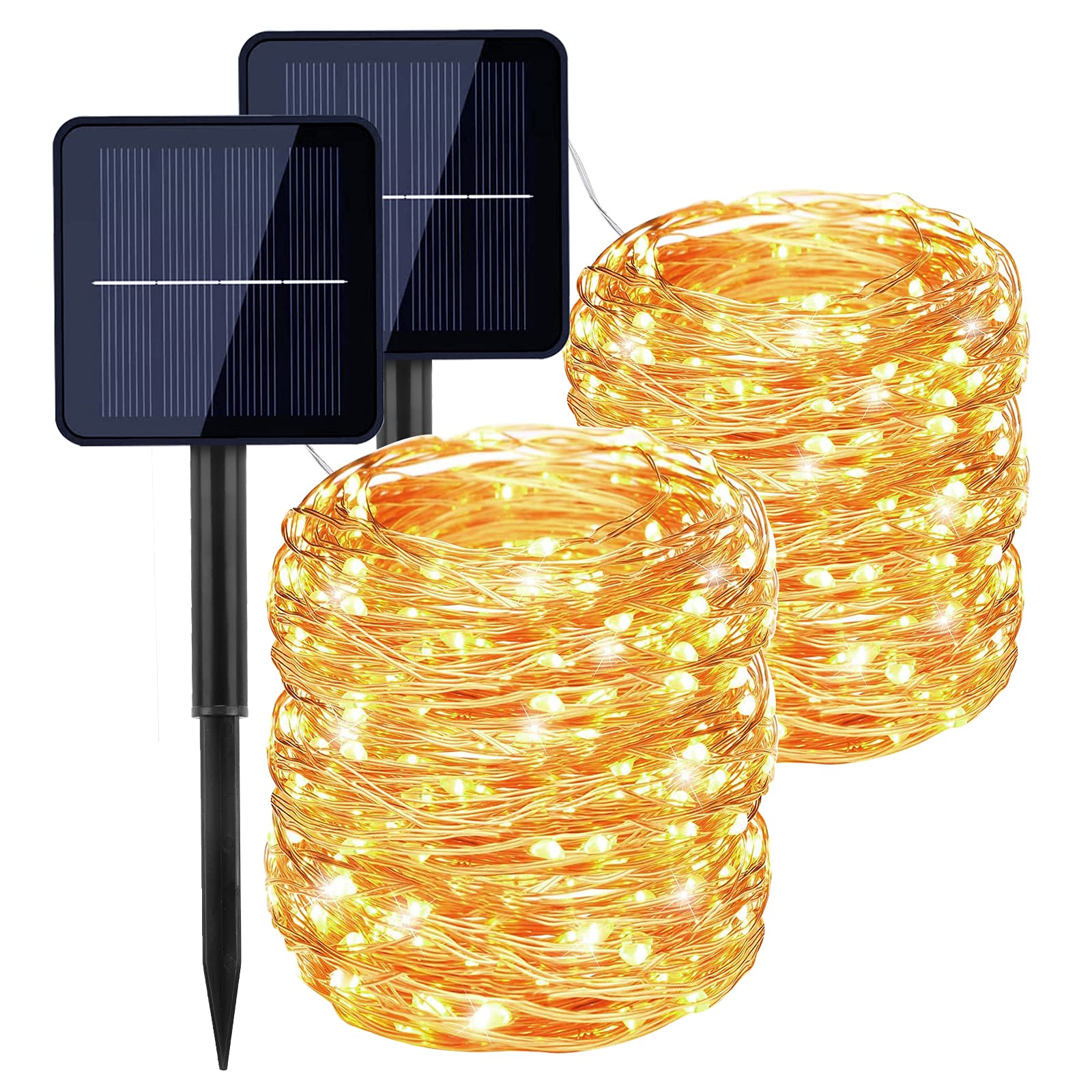 Solar String Lights Outdoor, 2 Pack 22m 200 LED Solar Fairy Lights 8 Modes Christmas Lights, Solar Fairy Lights for Garden Yard Home Decor Party Wedding Halloween Christmas Decoration Warm White