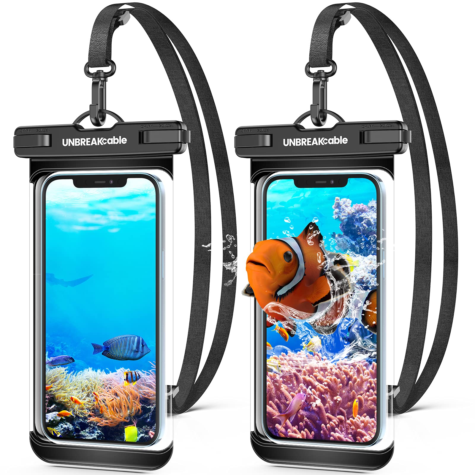 UNBREAKcable Waterproof Phone Case，2-Pack IPX8 Universal Waterproof Phone Pouch Dry Bag for iPhone 13 12 11 Pro Max XR X XS SE 2020 8 Plus Samsung S22 Ultra S21 S10 S9 Huawei P40 P20 Mate 40 up to 7"