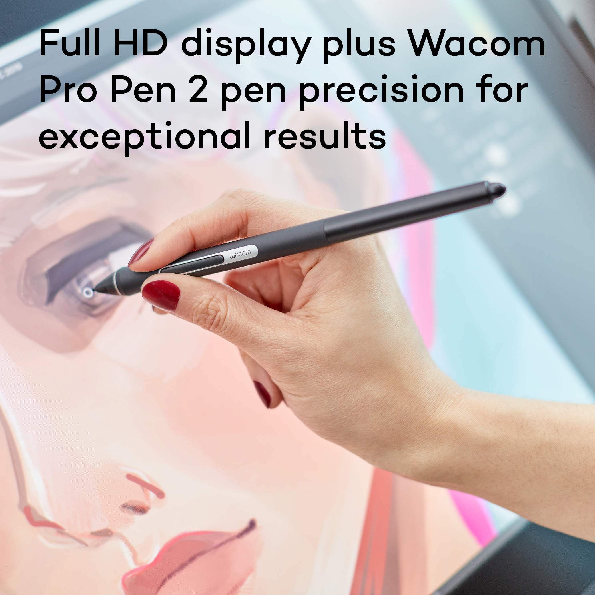 Wacom Cintiq 22 Creative Pen Display including adjustable Stand —for on screen Illustrating and Drawing, with 1920 x 1080 Full HD Display and Pro Pen 2 Pen Precision, Windows & Mac Compatible