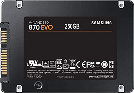 Samsung SSD 870 EVO, 250 GB, Form Factor 2.5”, Intelligent Turbo Write, Magician 6 Software, Black