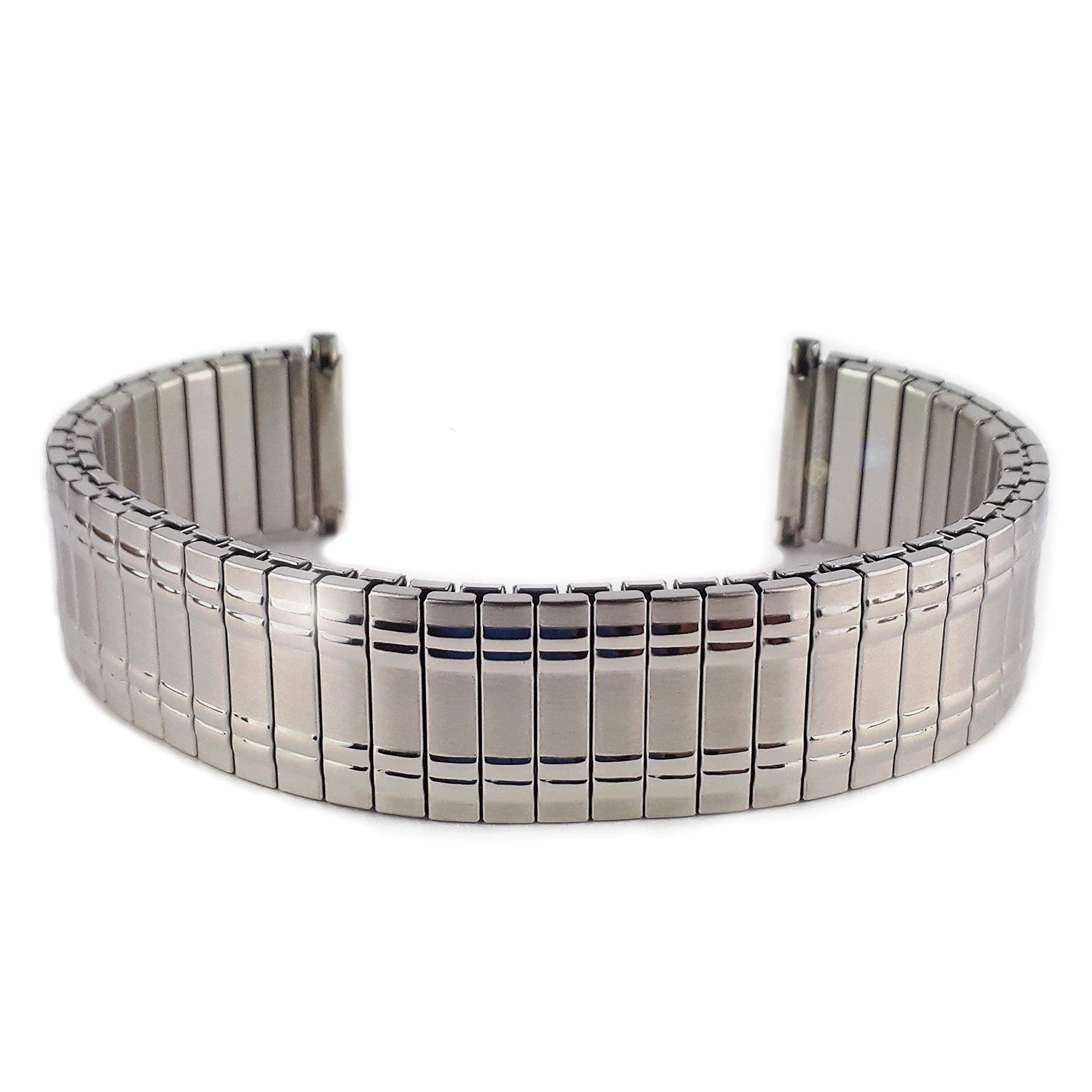 Silver Expanding Stretch Watch Strap Bracelet Metal Stainless Steel Expander Band