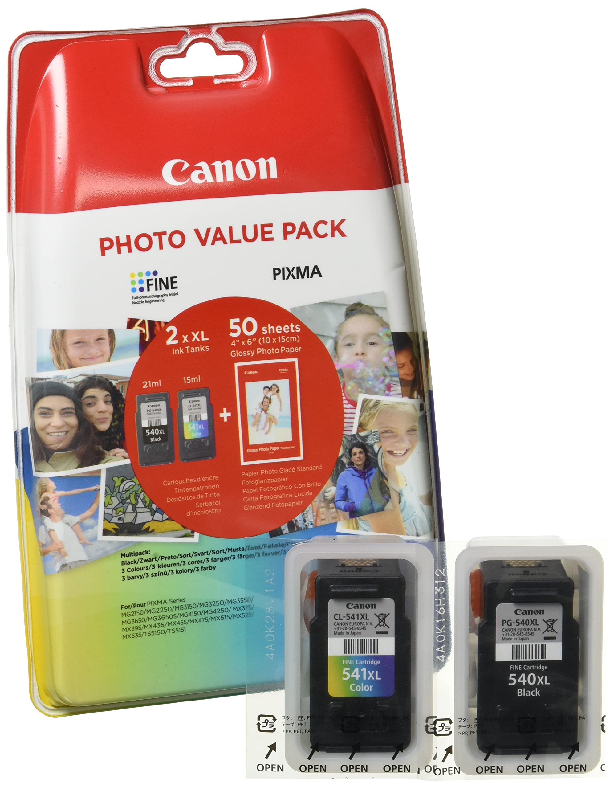 Canon Original PG-540 XL black CL-541 XL colour ink cartridges Multipack