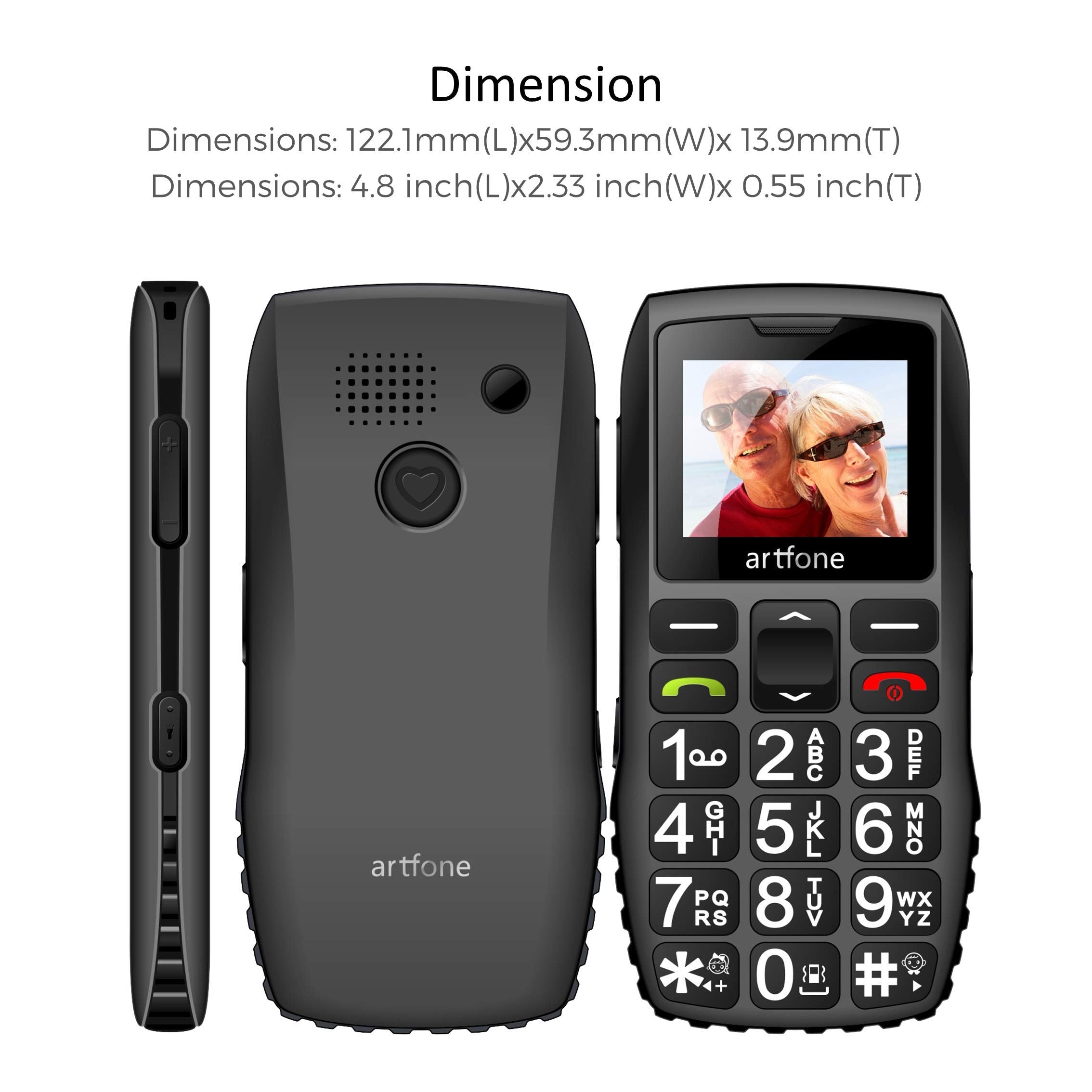 artfone Big Button Mobile Phone for Elderly,Upgraded GSM Mobile Phone With SOS Button | Talking Number | 1400mAh Battery | Dual SIM Unlocked | Torch Side Buttons | Bluetooth | Charging Dock(Black)