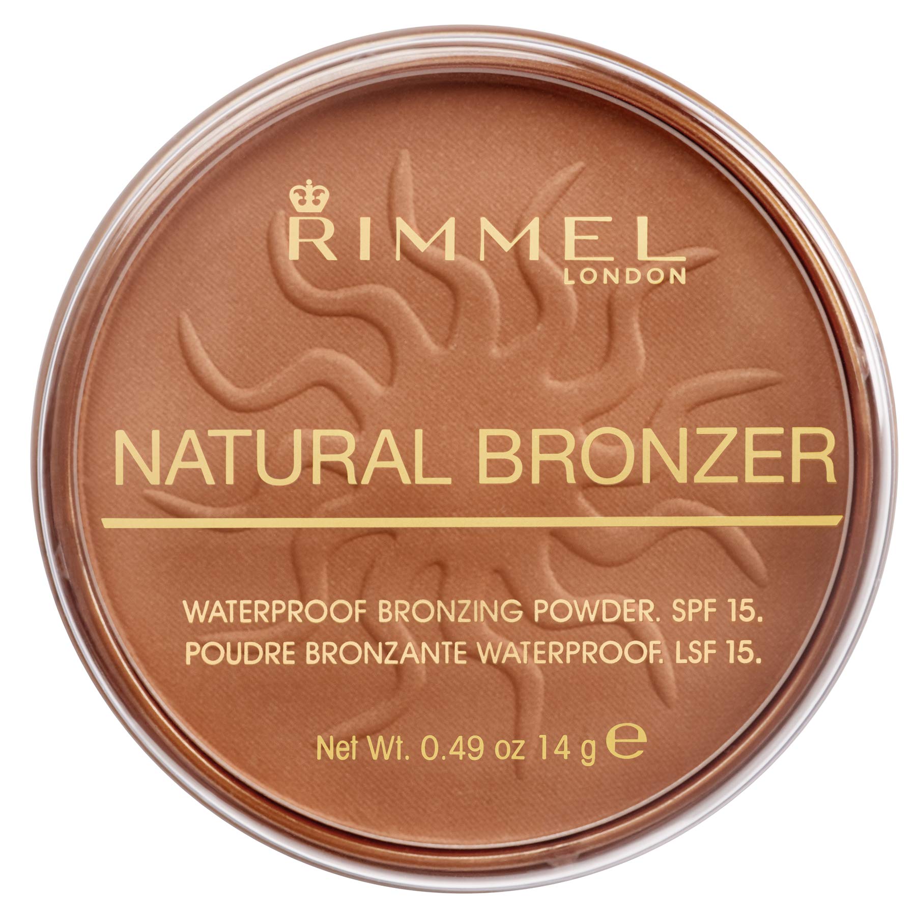 Rimmel London Natural Pressed Bronzer, Light-As-Air Waterproof Formula with Natural Glow Effect, 025 Sun Glow, 14 g