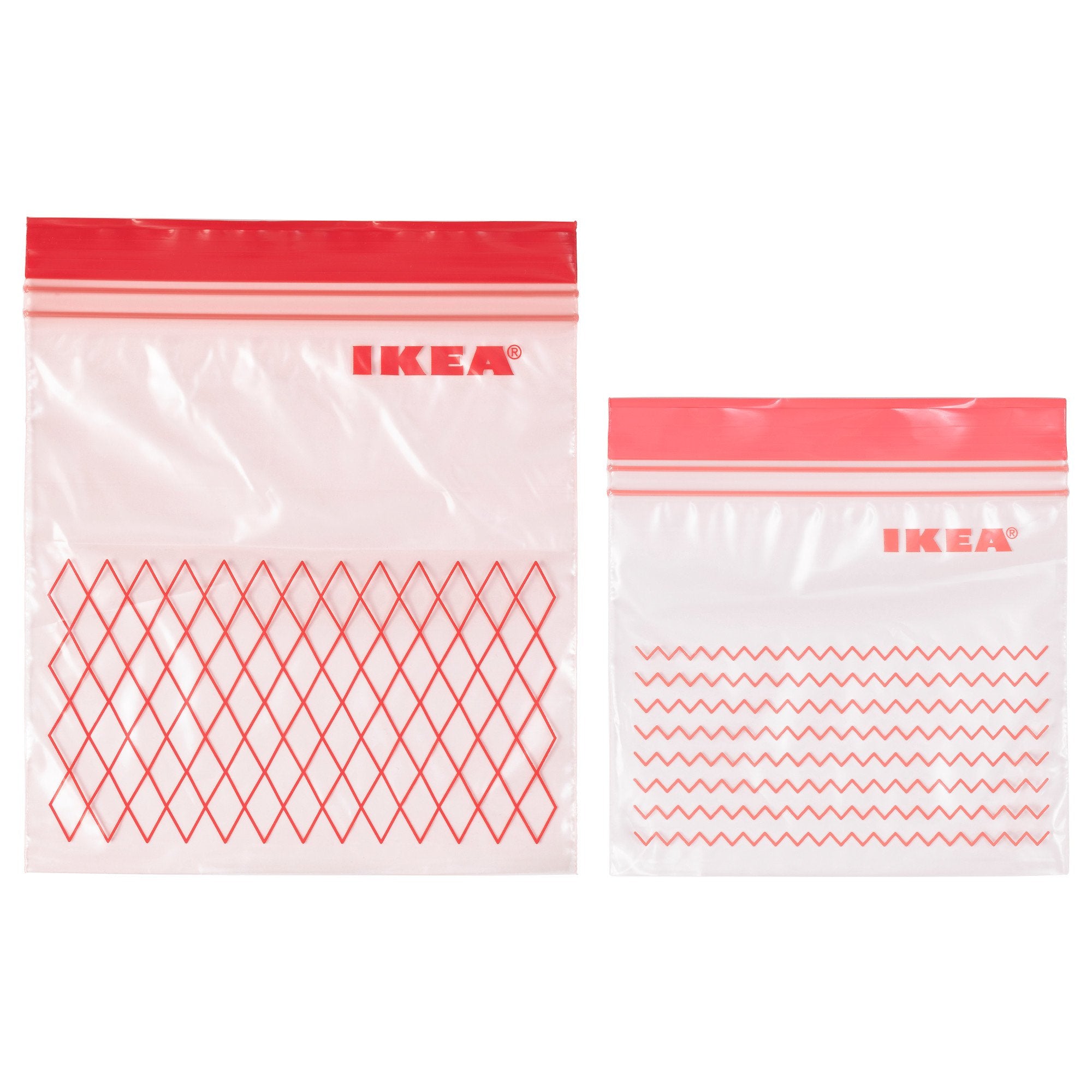 ISTAD Plastic Bag, Red, Pack of 60, Comprises: 30 bags (0.4 l) and 30 bags (1 l), Can be used over and over again since it can be re-sealed.