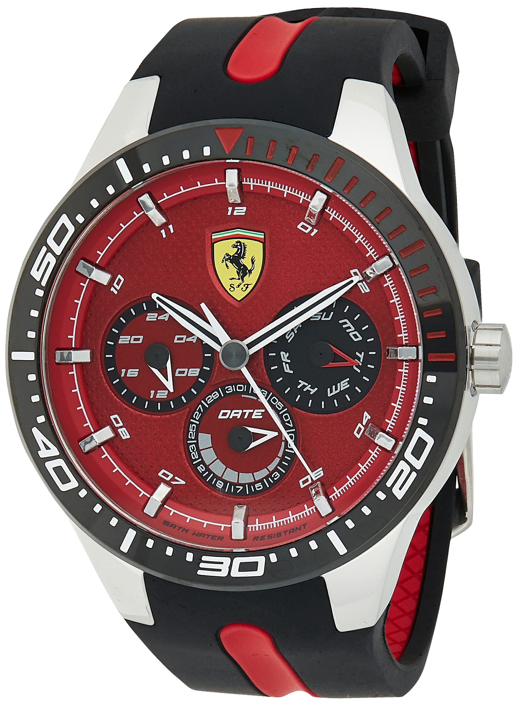 Scuderia Ferrari Mens Multi dial Quartz Watch with Silicone Strap 0830588