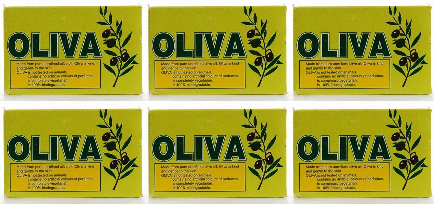 Oliva - Olive oil soap bar - 6 X 125g - 6 pack Bundle - Packaging May Vary