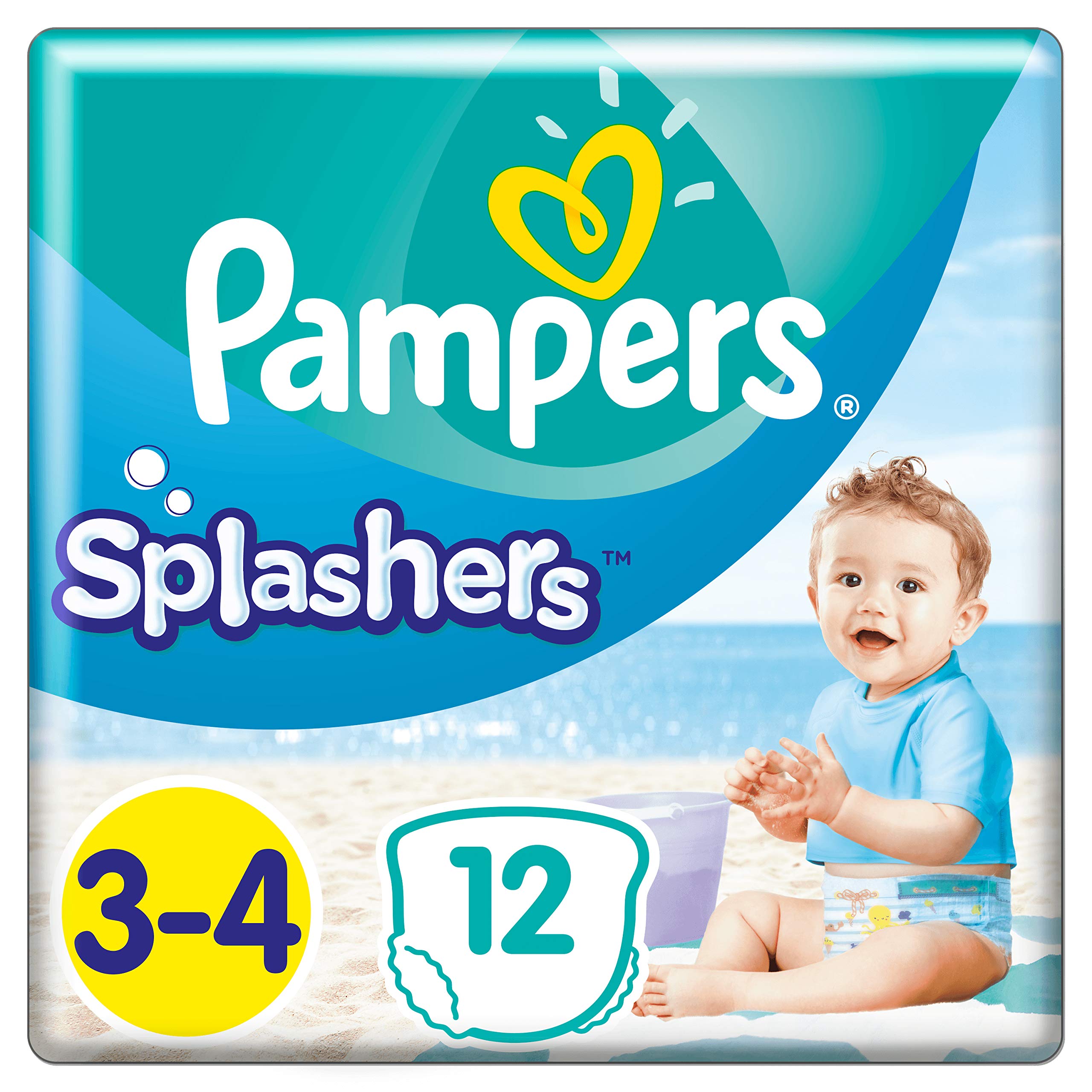 Pampers Splashers Disposable Swim Nappies Size 3-4 (6-11 kg) for Optimal Protection in The Water, 12 Nappies
