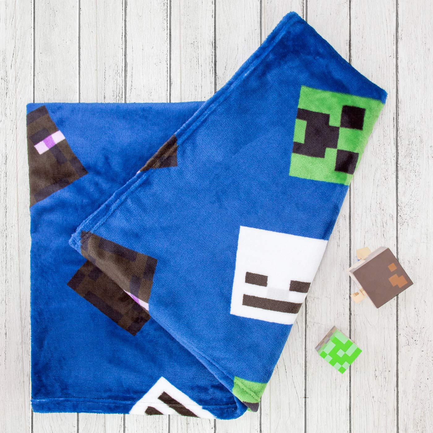 Minecraft Official Creeps Fleece Throw | Creeper Design Super Soft Blanket | Perfect for Any Bedroom, Blue, 1 Count (Pack of 1)