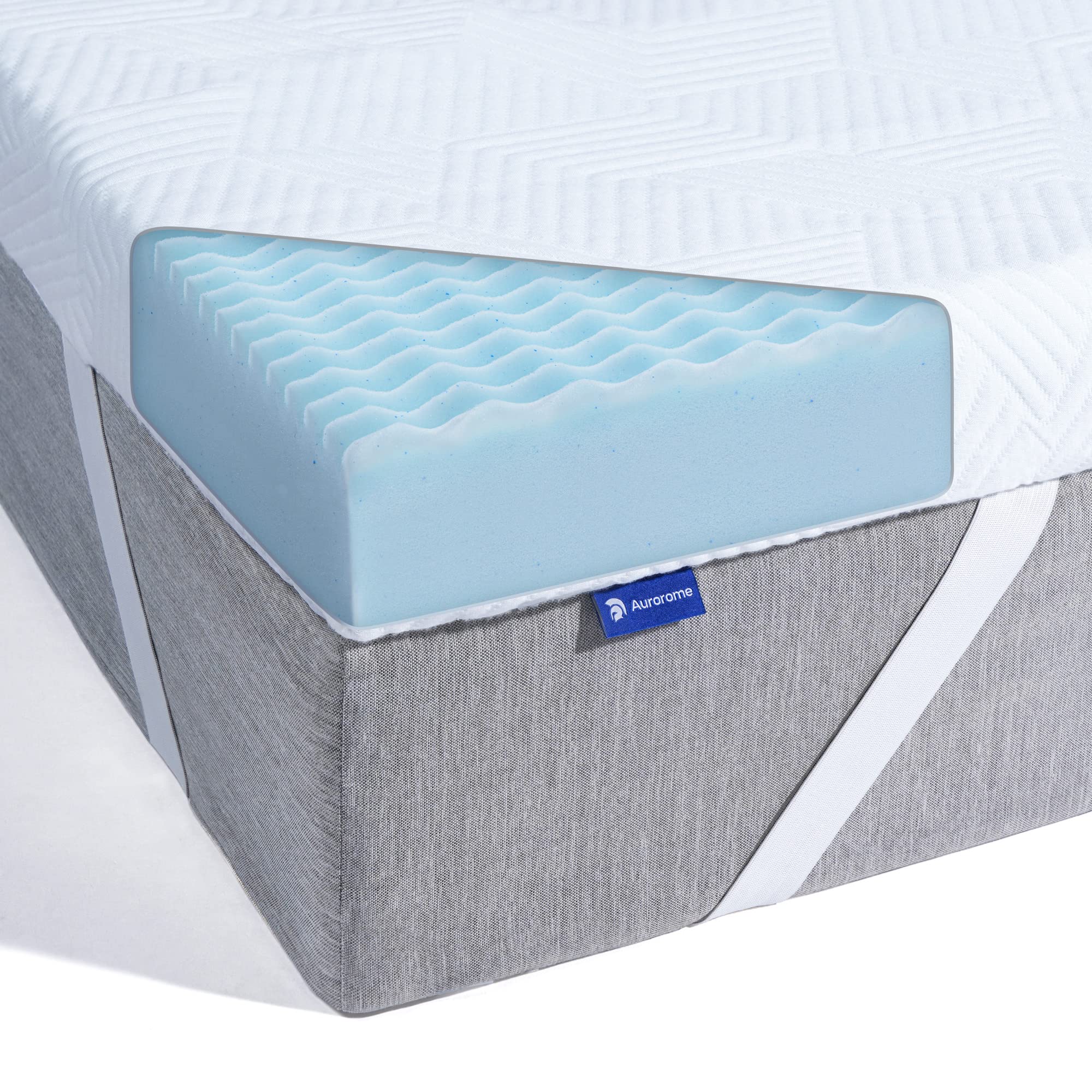 Aurorome 5 Zone Gel Memory Foam Mattress Topper Double Size Bed - Pressure Relief Mattress Topper with Washable Zippered Cover - Double Size - 135x190x5cm