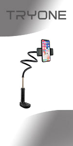 Gooseneck Tablet Holder Stand for Bed: Tryone Adjustable Flexible Arm Tablets Mount Clamp on Table Compatible with iPad Air Mini | Galaxy Tabs | Kindle Fire | Switch or Other 4.7 -10.5" Devices