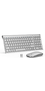 Rechargeable Wireless Keyboard Mouse, Seenda Slim Thin Keyboard and Mouse Set with Long Battery Life QWERTY UK Layout for Windows PC Laptop Computer-Black