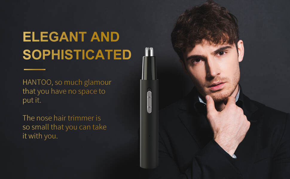 Nose Hair Trimmer for Men and Women, 2-in-1 Professional Painless USB Rechargeable Nasal and Ear Hair Trimmer, IPX7 Waterproof, Wet and Dry, Safe, Comfortable and Easy to Clean (Black)