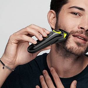 Braun Beard Trimmer, With Lifetime Sharp Blades Easily Cut Through Long Or Thick Hair, Precision Dial For 20 Length Settings In 0.5 Mm Step Sizes, BT3221, Black/Volt Green
