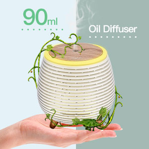 CkeyiN Mini Essential Oil Diffuser 90ml Portable Humidifier with 2 Mist Modes, Waterless Auto Shut-off and 7 Colors LED Night Lights, Great for Home Office Bedroom Dec