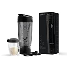 PROMiXX Charge Shaker Bottle | Device-charging Vortex Mixer with Supplement Storage and Easy-to-clean Tritan Cup (600ml | Black)