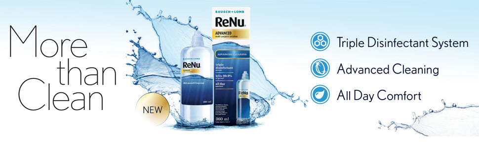 ReNu Advanced Multi-Purpose Contact Lens Solution 1 x 360ml – More Than Clean For Soft Contact Lenses – Condition, Clean, Remove Protein, Disinfect, Rinse and Store your Lenses – Lens Case Included