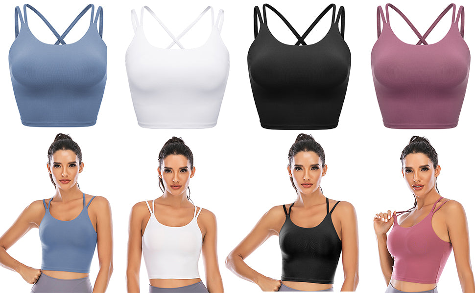 FITTIN Racerback Sports Bra for Women- Padded Seamless Activewear Bras for  Yoga Gym Workout Fitness