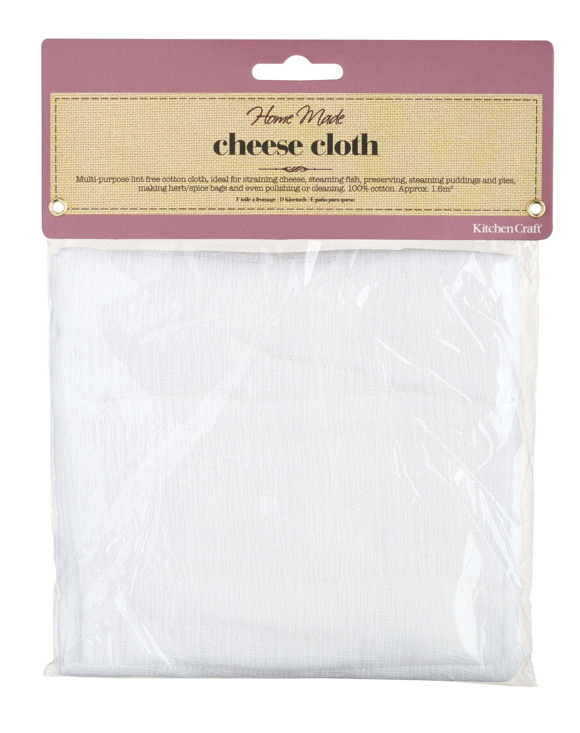 KitchenCraft Home Made Cheesecloth, Cotton, White, 1.6 Metre