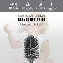 Silicone Bottle Cleaning Brush with Long Handle, 31cm/12.5" Water Bottle Cleaner for Baby Bottles, Hydro Flask, Sports Bottle, Vase, Glassware, Perfect for Smaller Diameter Bottle Openings (Qty 1)