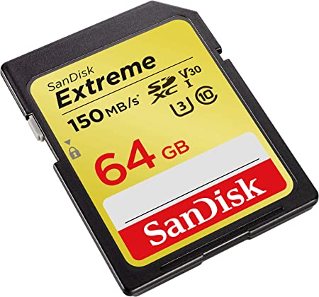 SanDisk Extreme 64GB SDXC Memory Card up to 150MB/s, Class 10, U3, V30