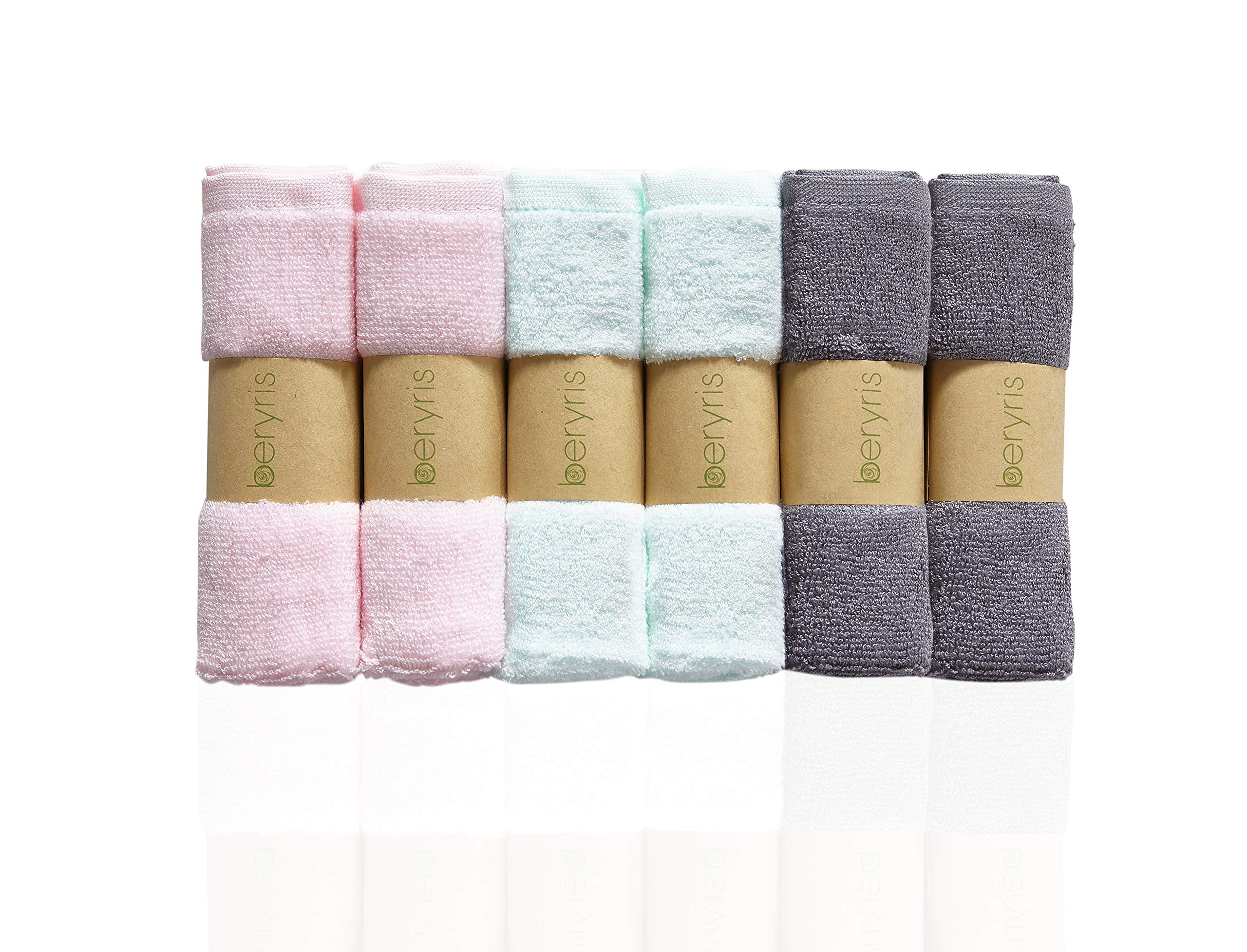 Bamboo Washcloths (6-Pack) -Baby Washcloth Ultra-Soft & Absorbent Towels for Baby's Sensitive Skin - Size 10"x10" Wipes - Baby Registry Gift- Naturally Antibacterial Adult Flannel