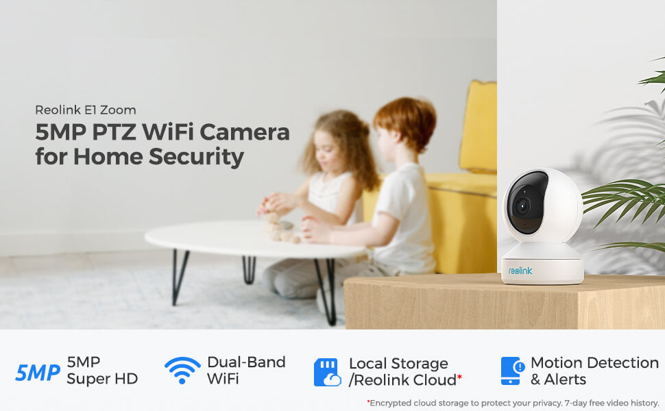 Reolink 5MP PTZ Indoor WiFi Security Camera, 2.4GHz 5GHz Dual-Band WiFi, 3X Optical Zoom WiFi CCTV Camera, Pan Tilt Zoom for Elder Pet Baby, 2 Way Audio, Remote Viewing, with SD Card Slot, E1 Zoom