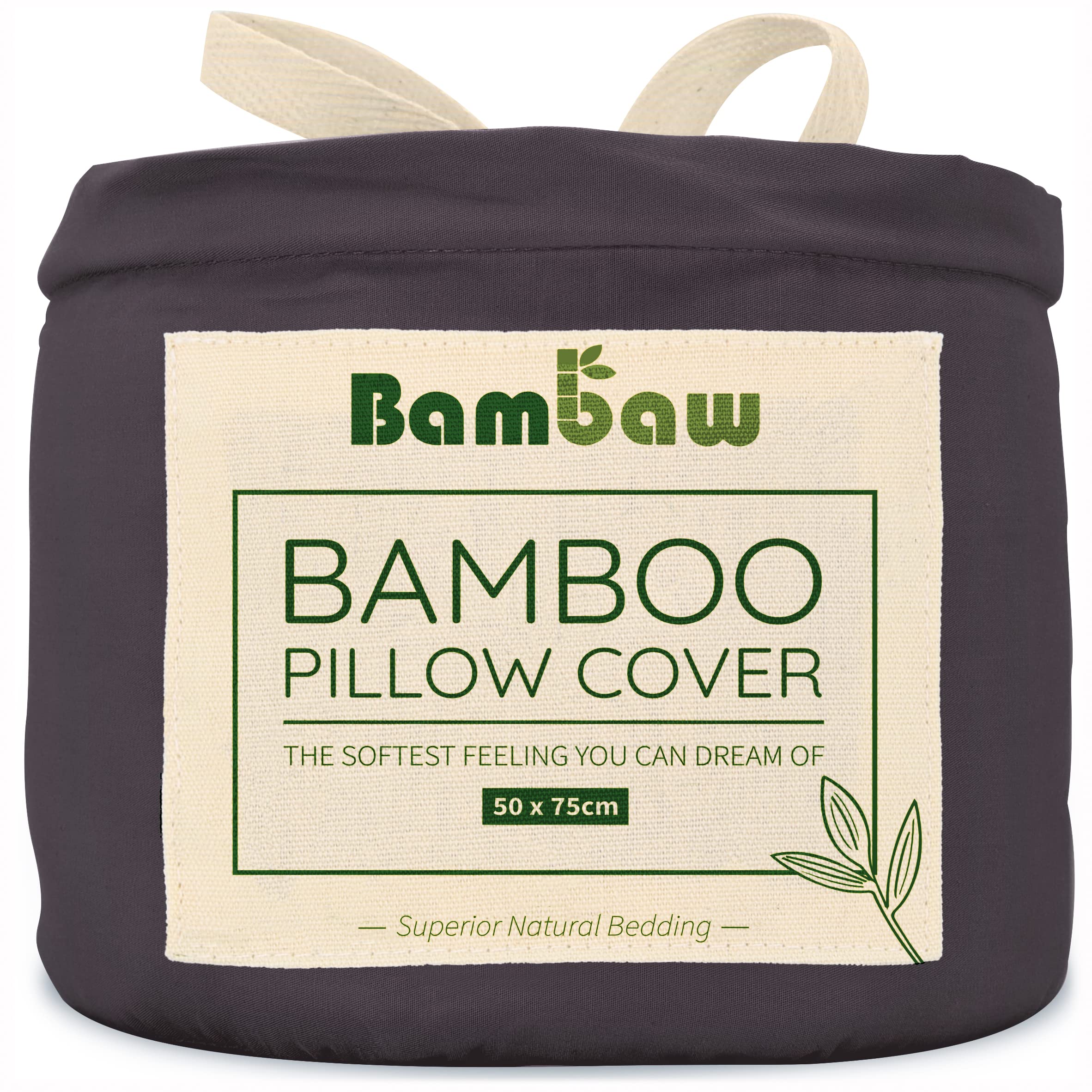 Charcoal Black Pillowcases 2 Pack | Super Soft Bamboo Pillow Cases | Hotel Bedding | Cooling Pillow Cases | Hypoallergenic Pillow Cases | Black Oxford Pillow Cases | Bambaw