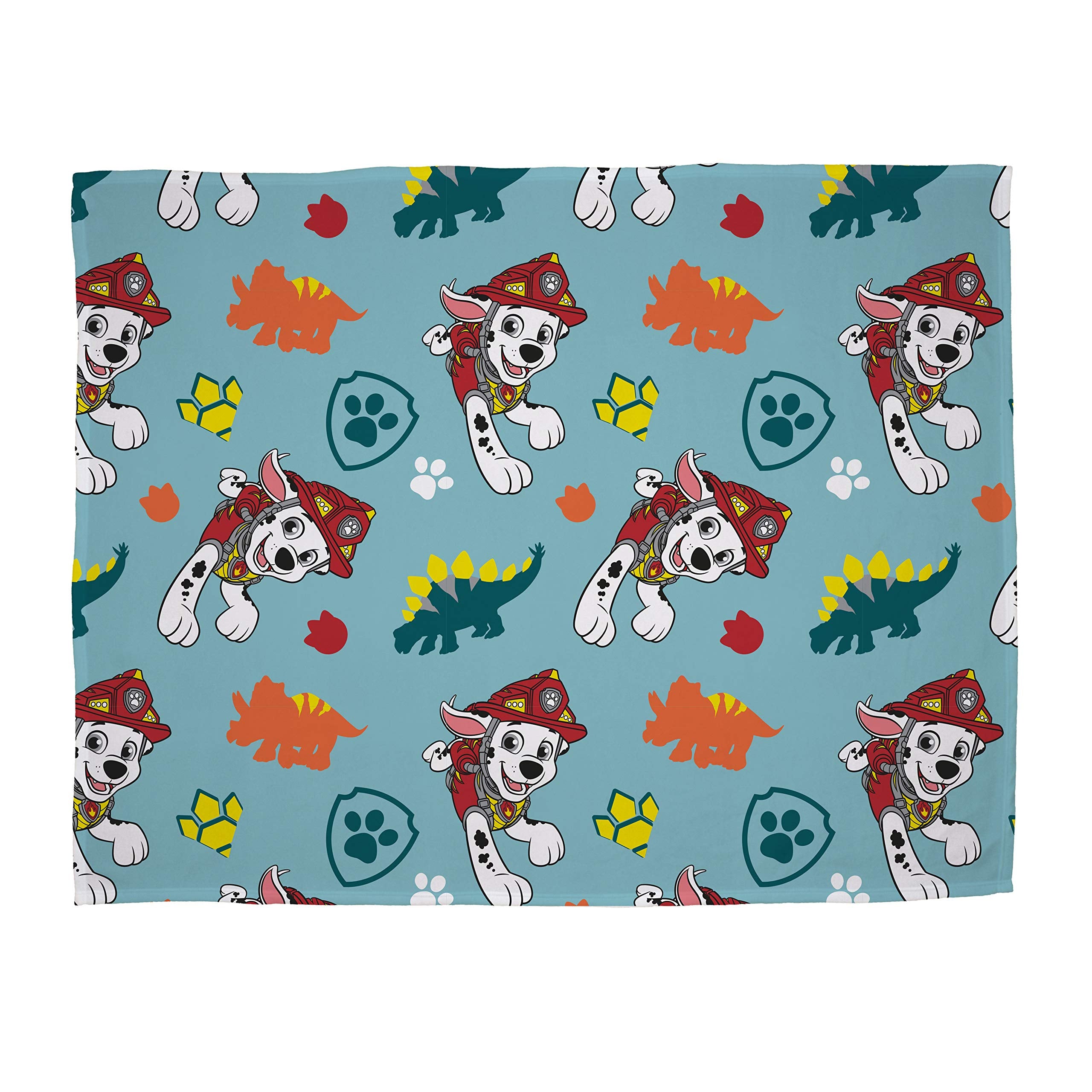 Character World Official Paw Patrol Dino Fleece Blanket Throw | Blue Mighty Dinosaur Design Super Soft Blanket | Perfect For Any Bedroom 100x150