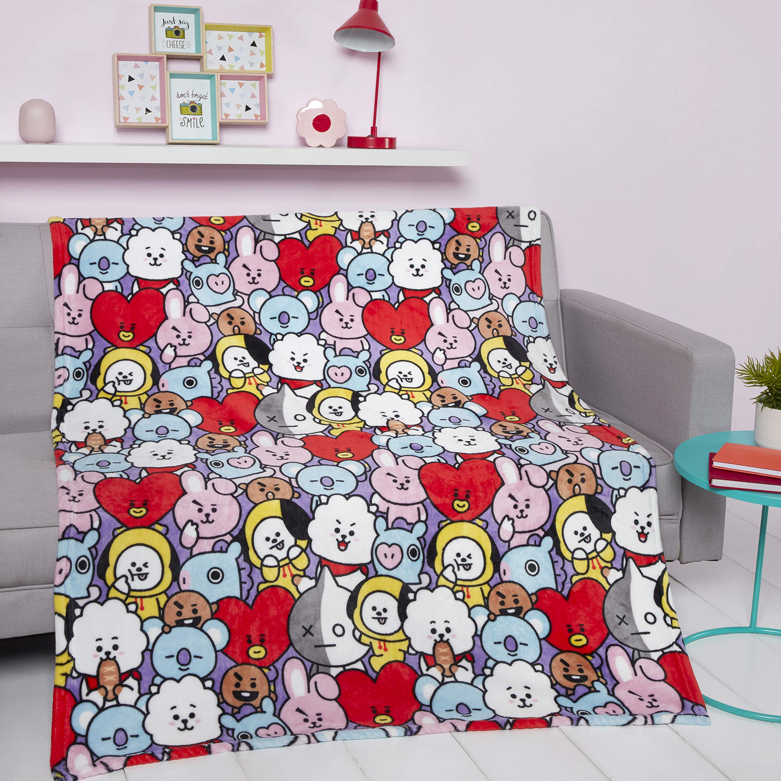 Coco Moon BT21 Group Coral BTS Bed Fleece Blanket Throw Bedding Ideal Anime Enthusiastic Bedroom Accessories Gifts Present