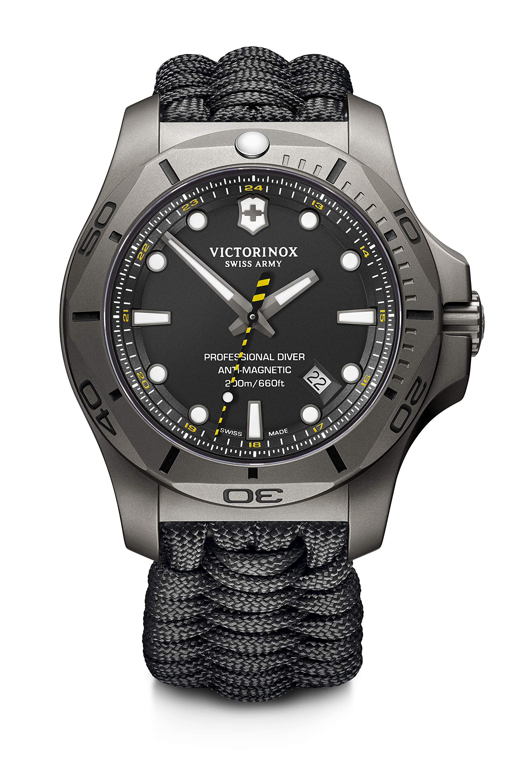 Victorinox Men's I.N.O.X. Professional Diver Titanium - Swiss Made Analog Quartz Titanium/Paracord Watch 241812