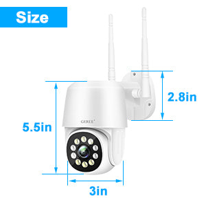 CCTV Camera Wireless Outdoor Wifi IP Home Security Cameras1080P Pan/Tilt 360° View with Night Vision Waterproof Smart Motion Tracking iOS/Android Cloud Storage/Max 128G SD Card GEREE
