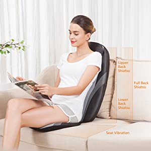 Snailax Back Massager with Heat - Massage Chair Pad Deep Kneading Full Back Massager Massage seat Cushion for Home Office use