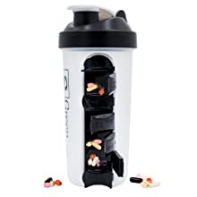2 Pack. 2 In 1 Durable 20oz Leak Proof Protein Shaker Bottle with Mixer Ball and Pill Storage Compartment