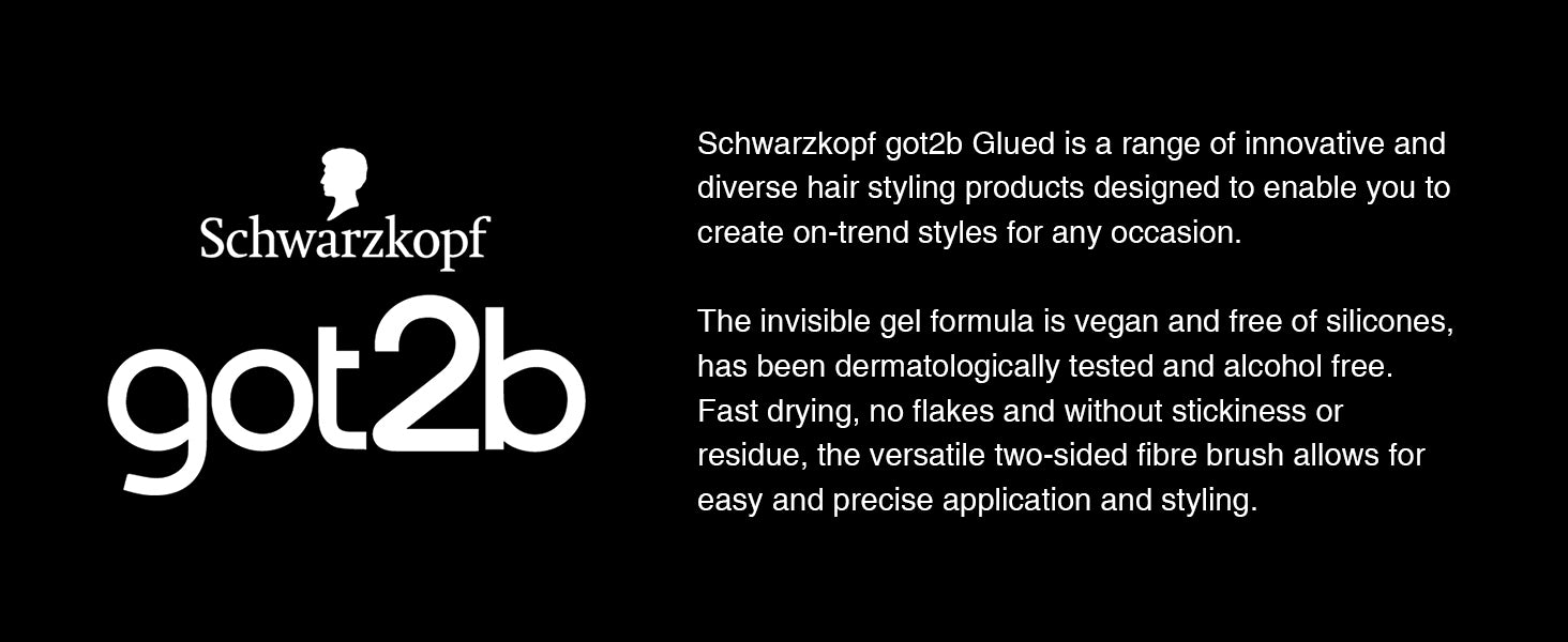 Schwarzkopf got2b Glued for Brows & Edges 2 in 1 Wand Gel, For Laying Edges and Styling Brows, 72hr Hold, No White Residue or Stickness, Vegan, Silicone Free, Alcohol Free, 16ml