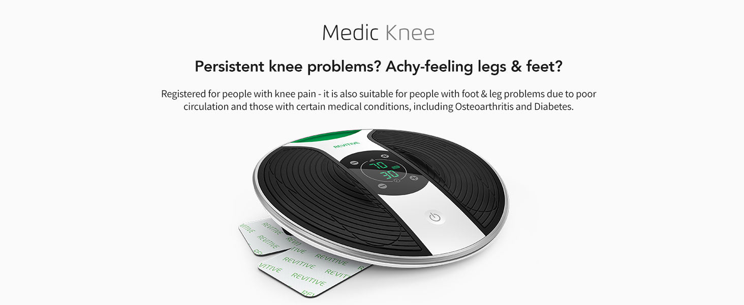 Revitive Medic Knee Circulation Booster - Relieve knee pain as well as fight tired, achy-feeling legs & reducing swollen feet & ankles during use - Drug-Free Relief from Persistent Knee & Leg Problems