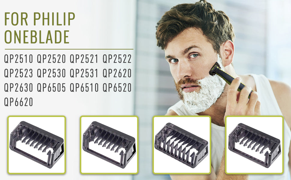 Guide Comb Body Hair Guards 1/2/3/5 MM for Philip One Blade Replacement QP2510 QP2520 QP2521 QP2522 QP2530 QP2531 QP2620 QP2630 QP6505 QP6510 QP6520 QP6620 (Cape+Body Comb+Skin Guard)