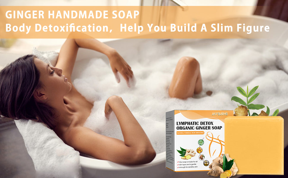 Organic Ginger Bath Soap,Body Fat Burning Soap,Detox Slimming Ginger Soap,Slim Soap for Shaping Waist, Abdomen and Buttocks,Natural Ginger Bar Soap for Swelling and Pain Relief,for All Skin Types