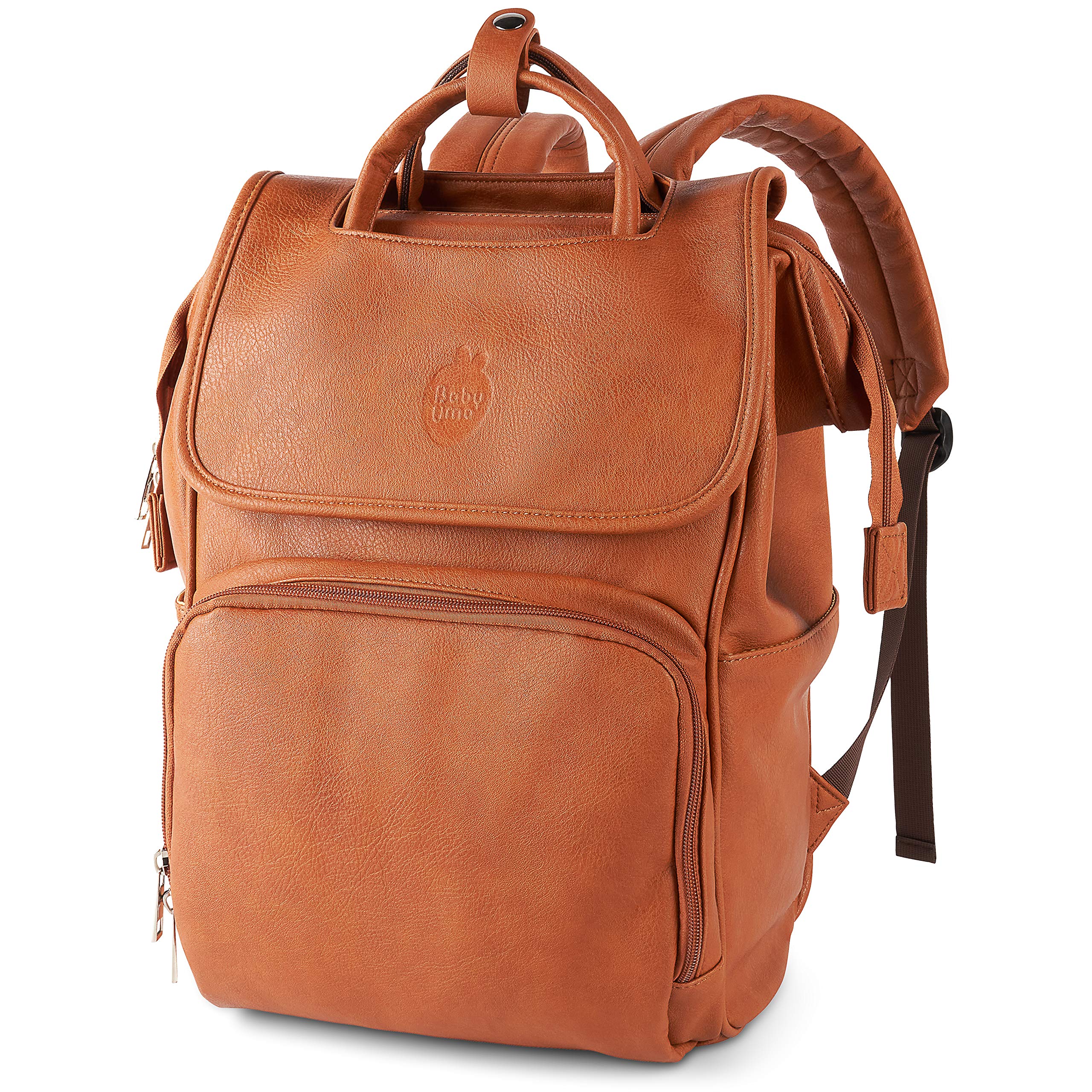 Chic Vegan Leather Change Bag - Unisex Baby Changing Backpack, A Real Mary Poppins Bag with Compartments Galore