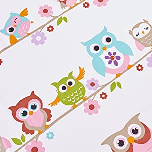 Owl Family Printed Duvet Cover Set Single Size - Pink & White Cute Animal and Floral Birds Pattern - 2 Pcs Ultra Soft Hypoallergenic 100% Cotton Children's Bedding (White/Pink, Pillowcase:50x75cm)