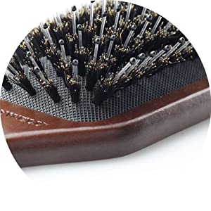 NATURAL BOAR BRISTLE PADDLE HAIR BRUSH - Easily detangles hair, massages scalp and keeps hair naturally oiled and conditioned - Suitable for all hair types and length - GAINWELL