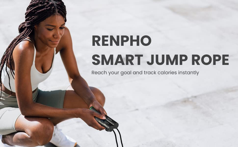 RENPHO Smart Skipping Rope with Counter, Adjustable Cordless Jump Ropes, APP Data Analysis, Speed Skip Rope for Fitness, Workout Equipment for Women Men Kids, Crossfit, Gym, MMA