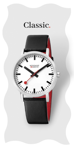 Mondaine Evo2 MSE.35110.LC Mens and Womens Watch 35mm - Official Swiss Railways Wrist Watch Red Leather Strap 30m Waterproof Sapphire Crystal