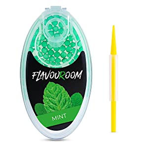 Flavouroom - Premium Mint Capsules Set of 100 | DIY Mint Filter for Unforgettable Flavour | Includes Box for Storing the Aromatic Click Sleeves Balls