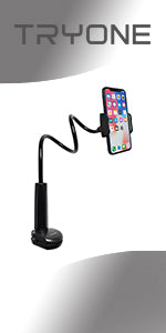 Gooseneck Tablet Holder Stand for Bed: Tryone Adjustable Flexible Arm Tablets Mount Clamp on Table Compatible with iPad Air Mini | Galaxy Tabs | Kindle Fire | Switch or Other 4.7 -10.5" Devices