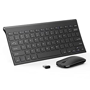 seenda Wireless Keyboard and Mouse, Ultra Compact Rechargeable Small Keyboard and Mouse Combo with USB Receiver Low Profile Silent Keys for Windows Devices-Black