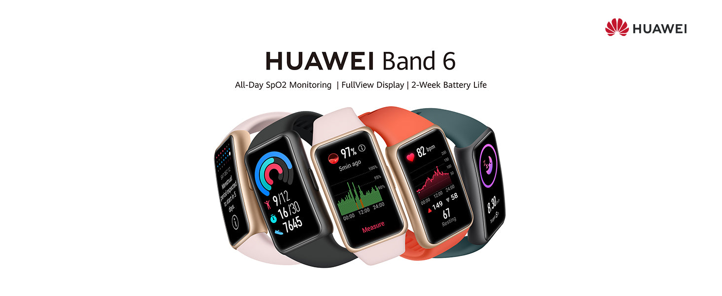 HUAWEI Band 6 - All-Day SpO2 Monitoring, 1.47" FullView Display, 2-Week Battery Life, Fast Charging, Heart Rate Monitoring, Sleep Tracking, 96 Workout Modes, Message Notifications, Forest Green