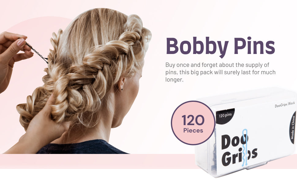 DooGrips 120 Pcs Black Bobby Pins for Thick Hair - Rustproof Black Hair Pins - Anti Slip Hair Grips for Women Fine Hair - Our Bobby Pins Black Do Not Lose Their Shape